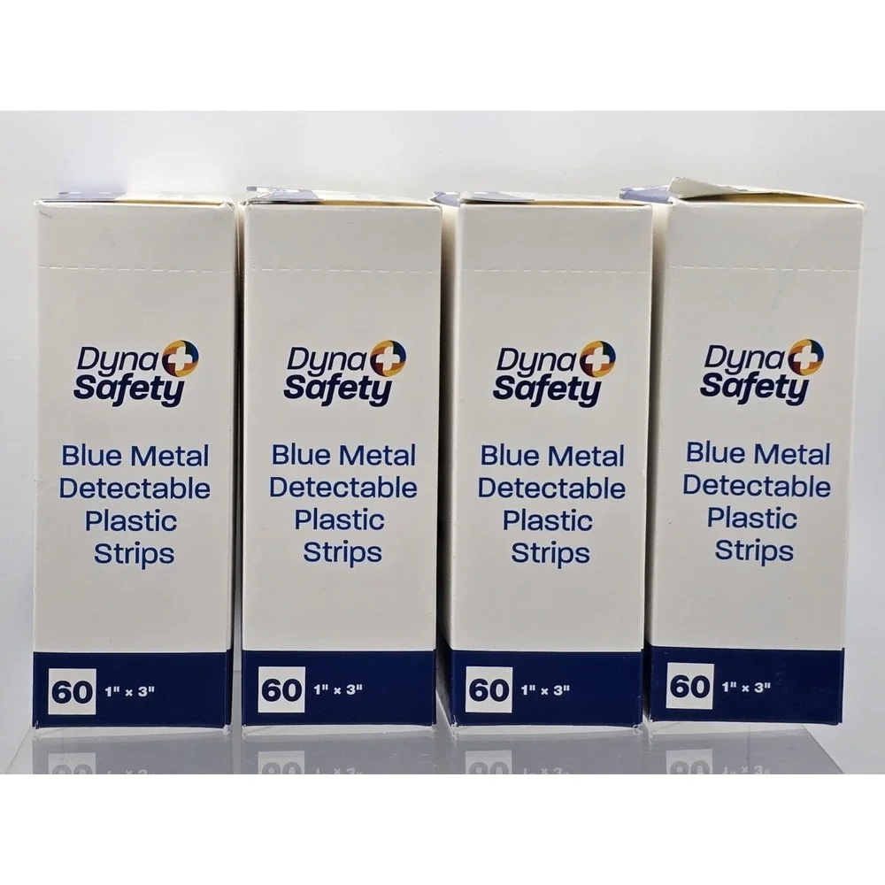 4 Lot Of NEW Dynarex Blue Metal Detectable Plastic Strips, 60 Count, 1